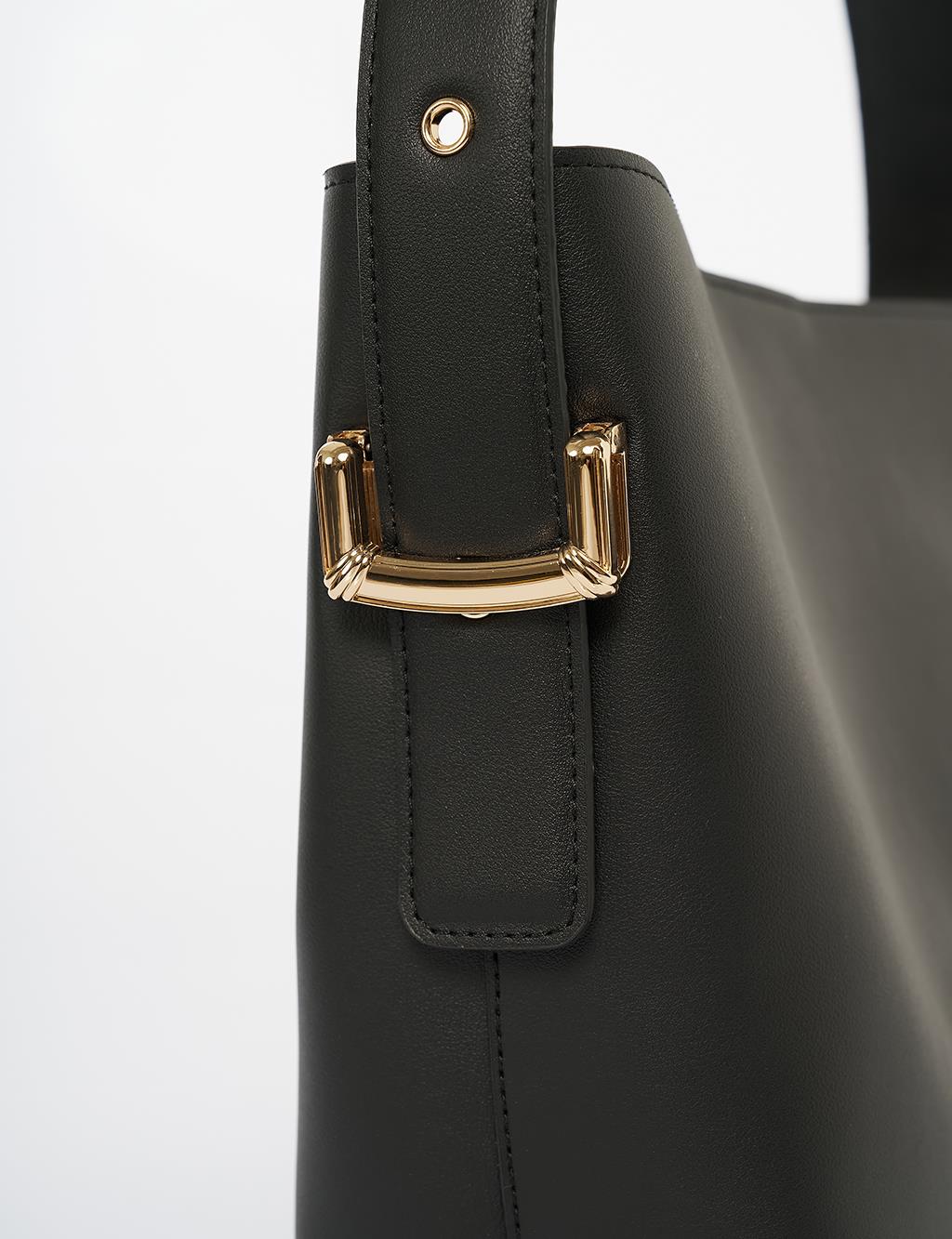 Bag with Metal Buckle Detail - Black