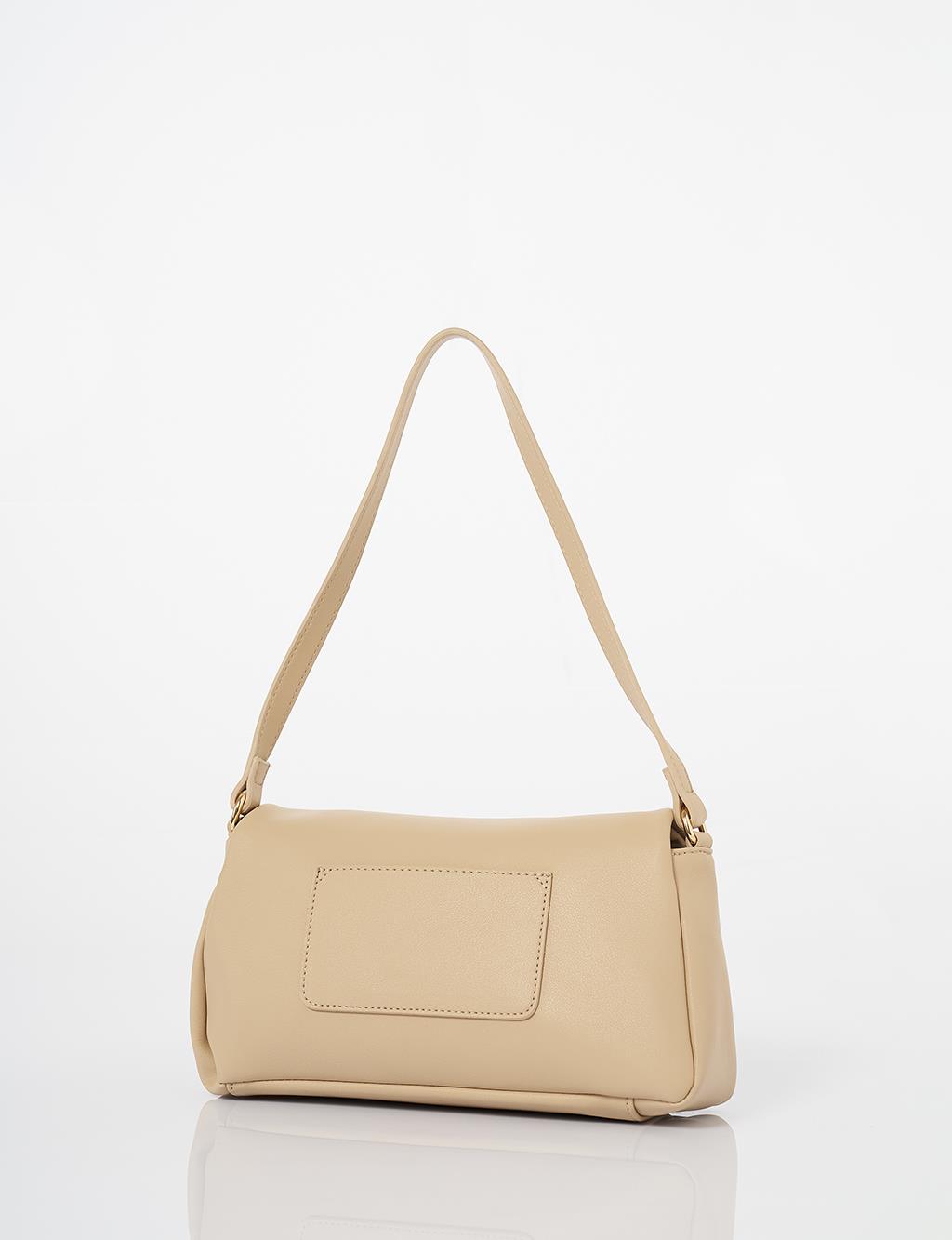 Covered Faux Leather Shoulder Bag Milky Coffee