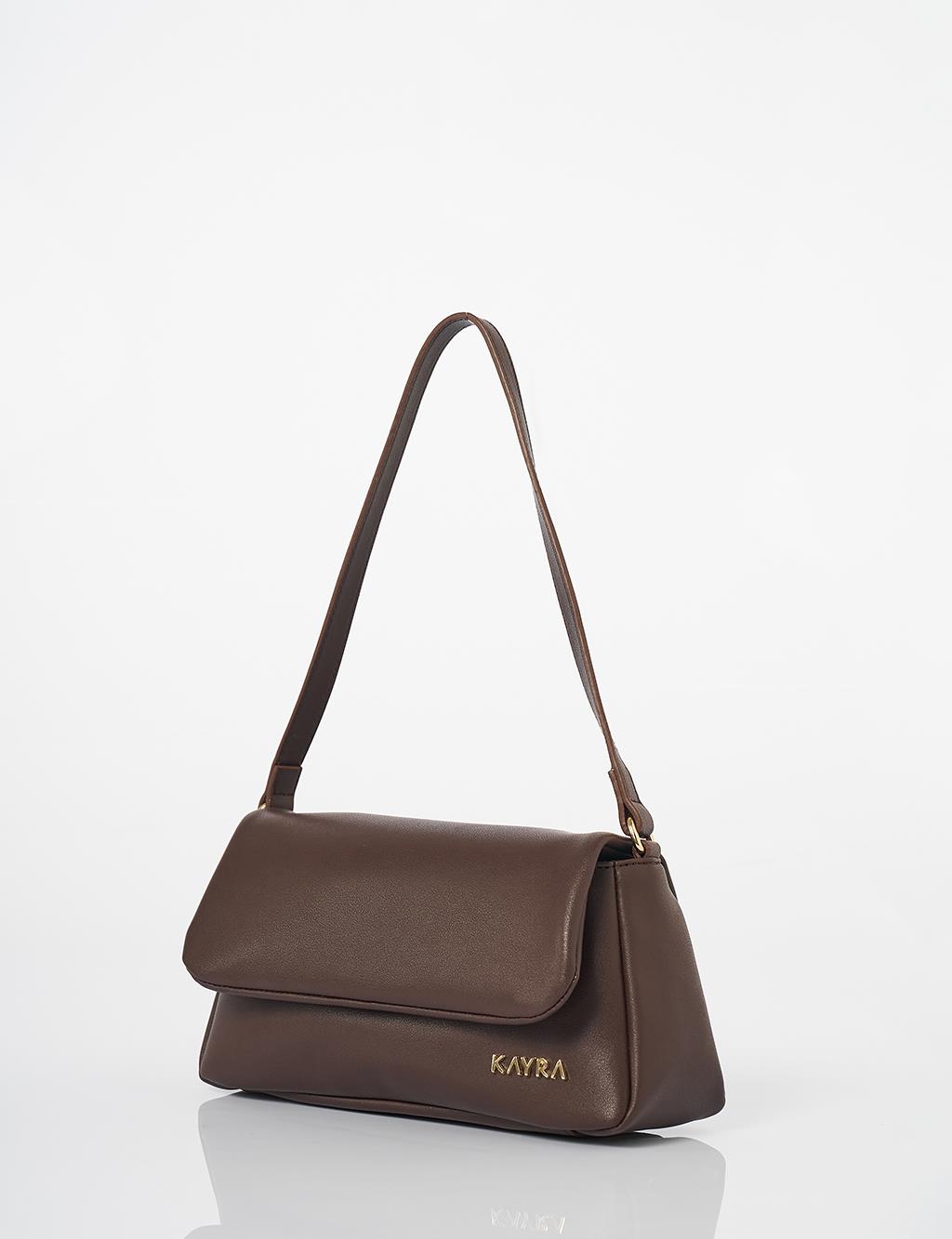 Covered Faux Leather Shoulder Bag Bitter Coffee