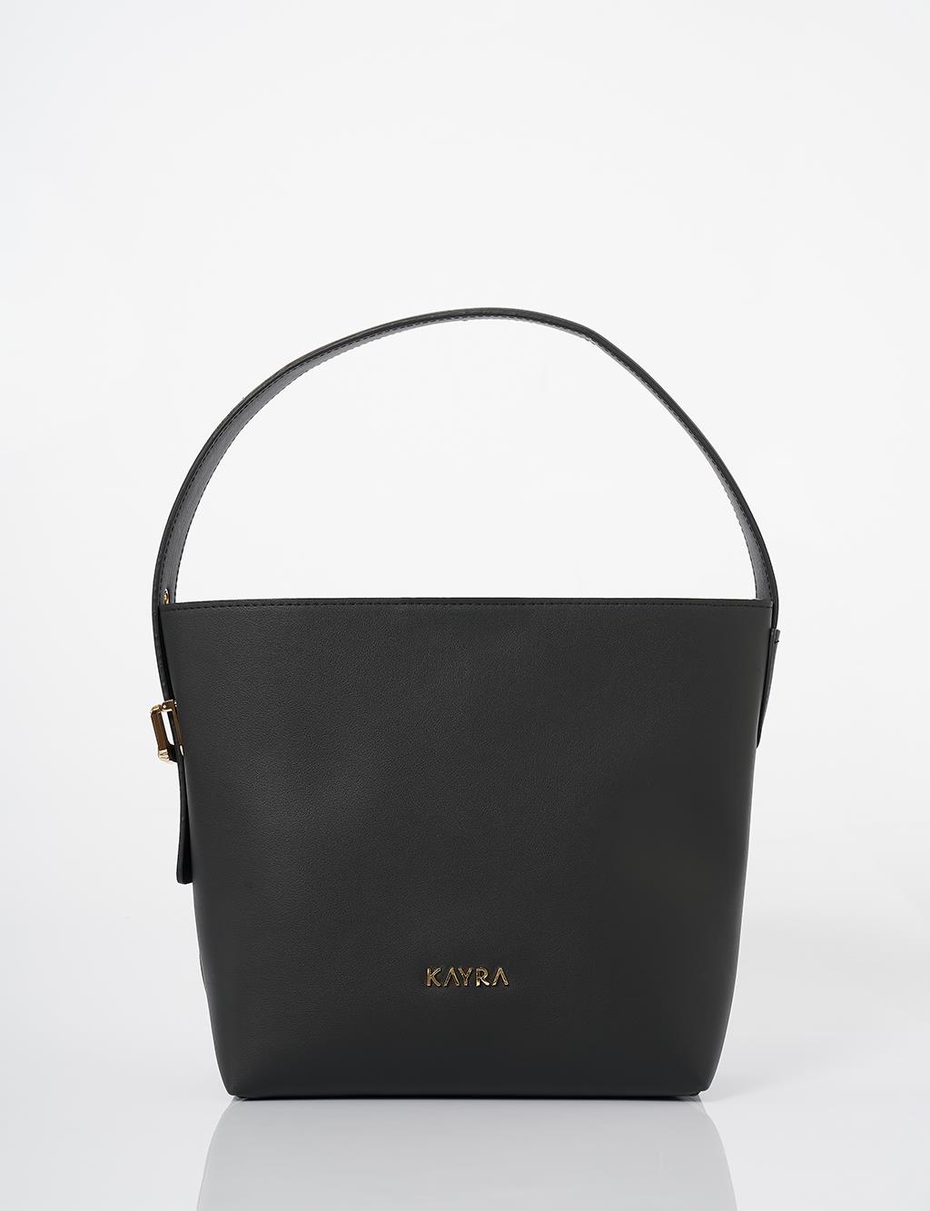 Bag with Metal Buckle Detail - Black