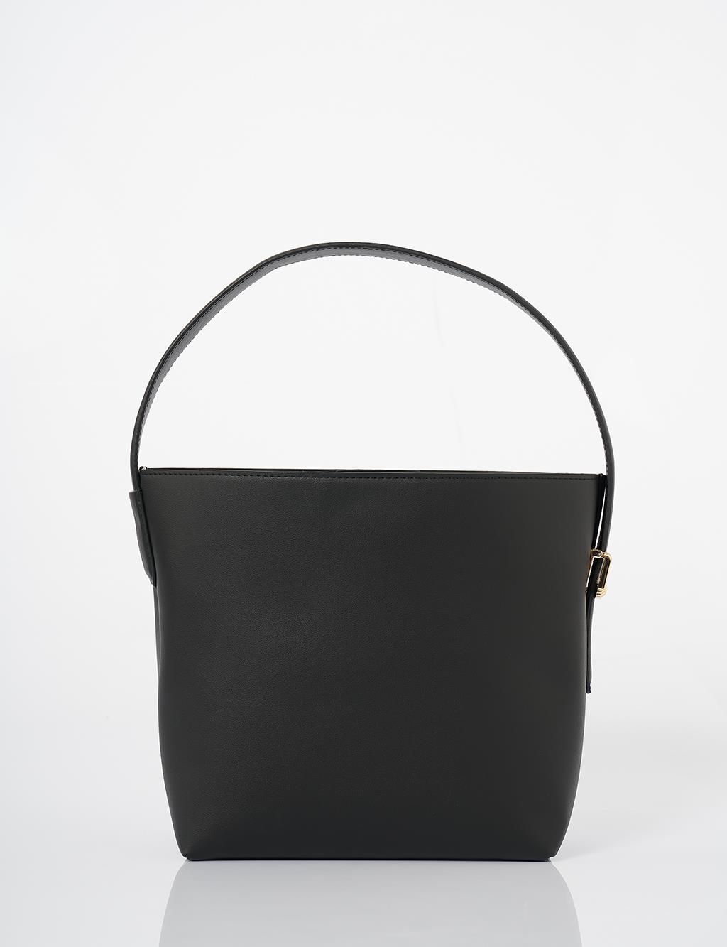 Bag with Metal Buckle Detail - Black