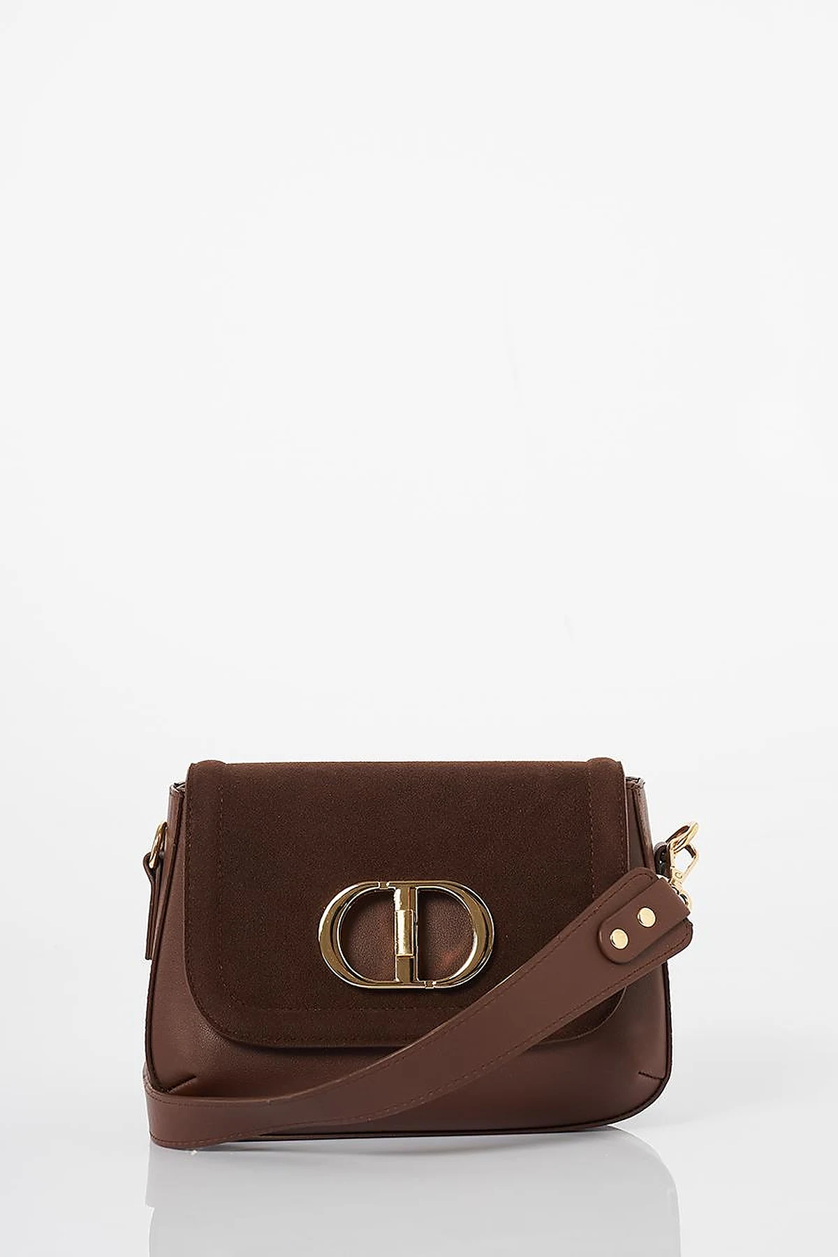 Metal Buckle Detailed Suede Bag Bitter Coffee