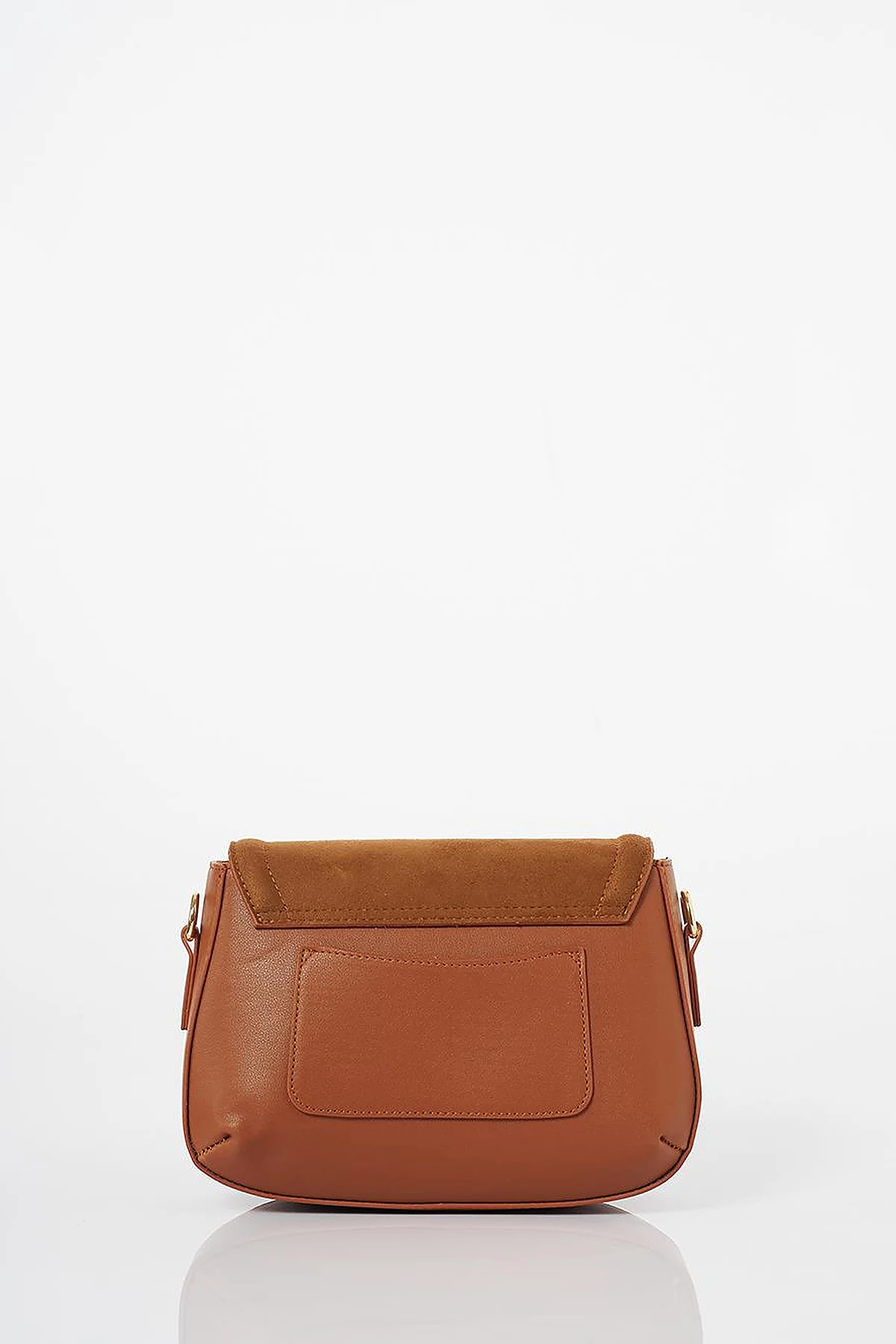 Metal Buckle Detailed Suede Bag Camel