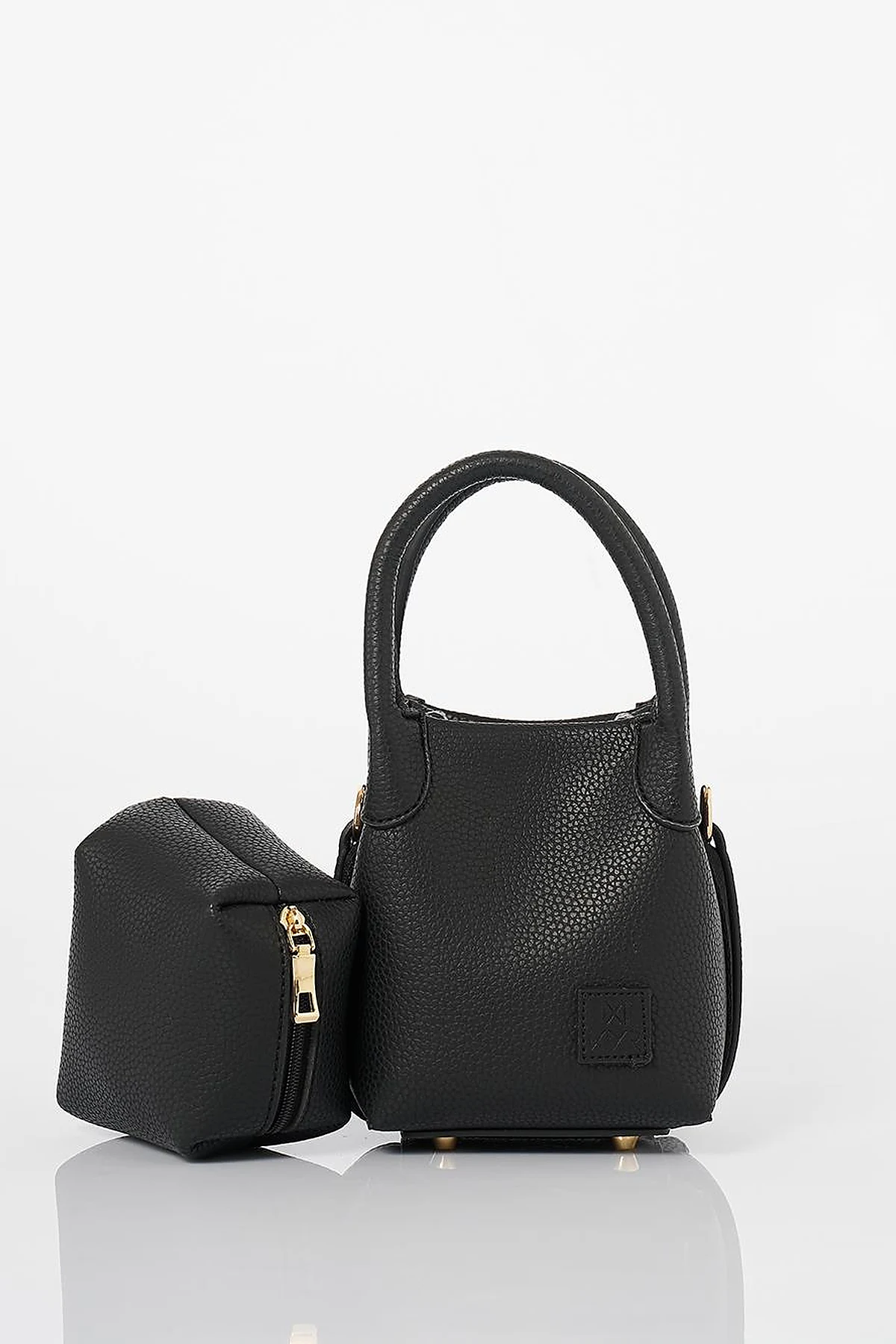 Puppy Faux Leather Shoulder Bag Black