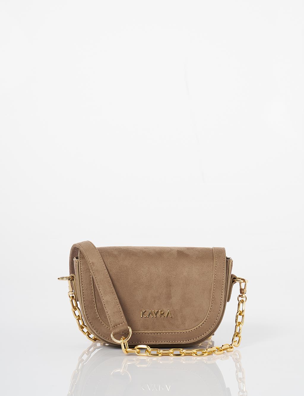 Covered Suede Bag Dark Mink