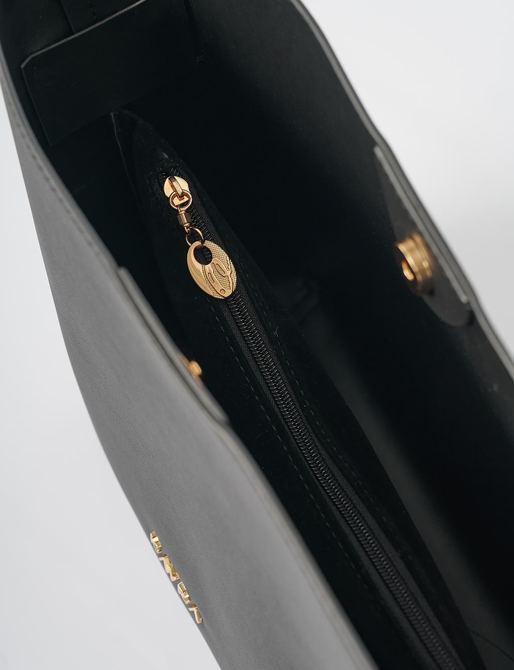 Bag with Metal Buckle Detail - Black