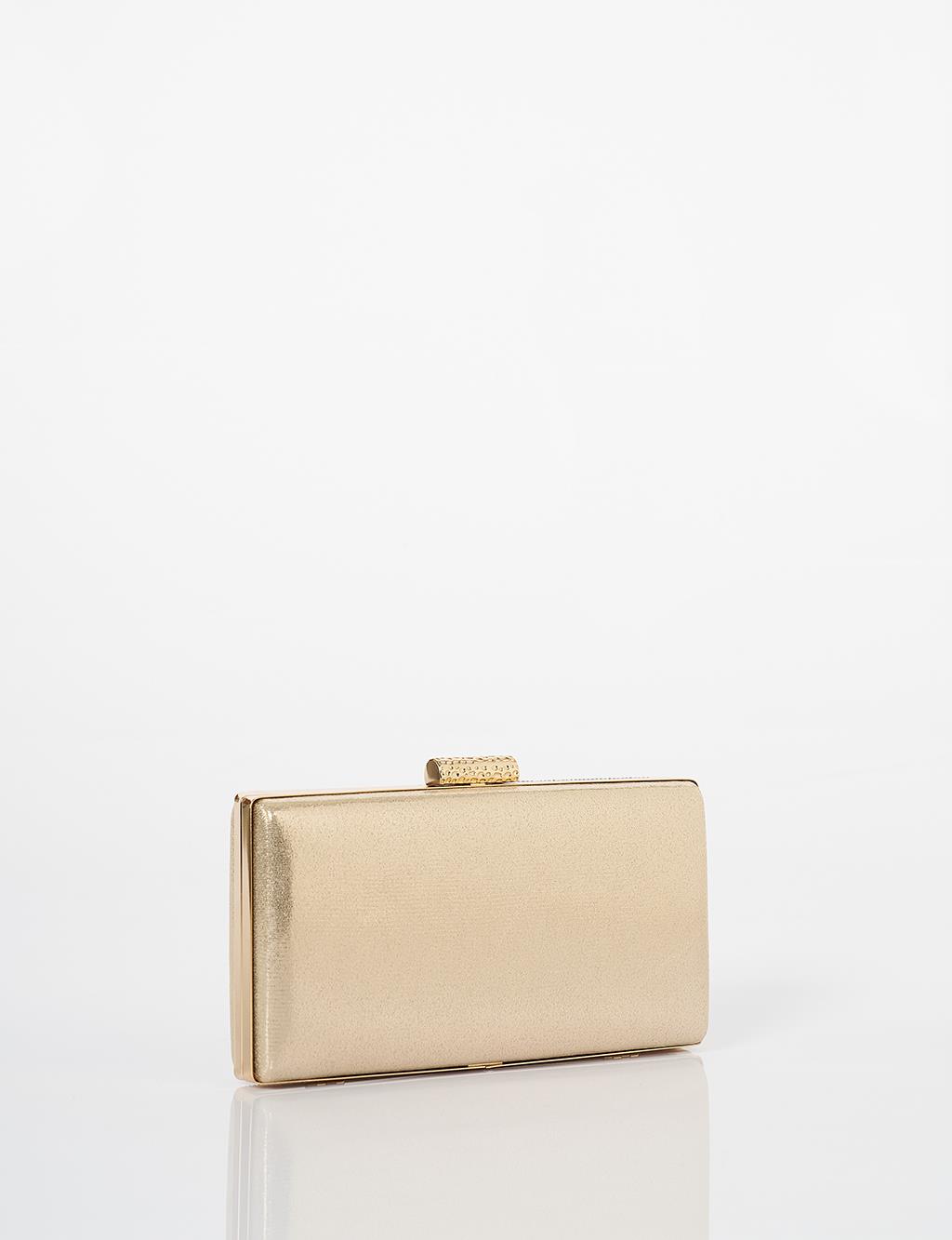  Chain-Strap Clutch Bag in Gold