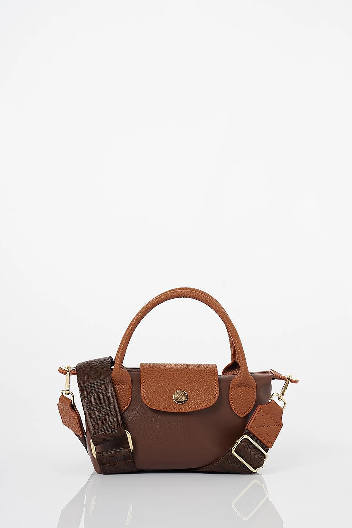 Faux Leather Mini Shopper Bag Bitter Coffee