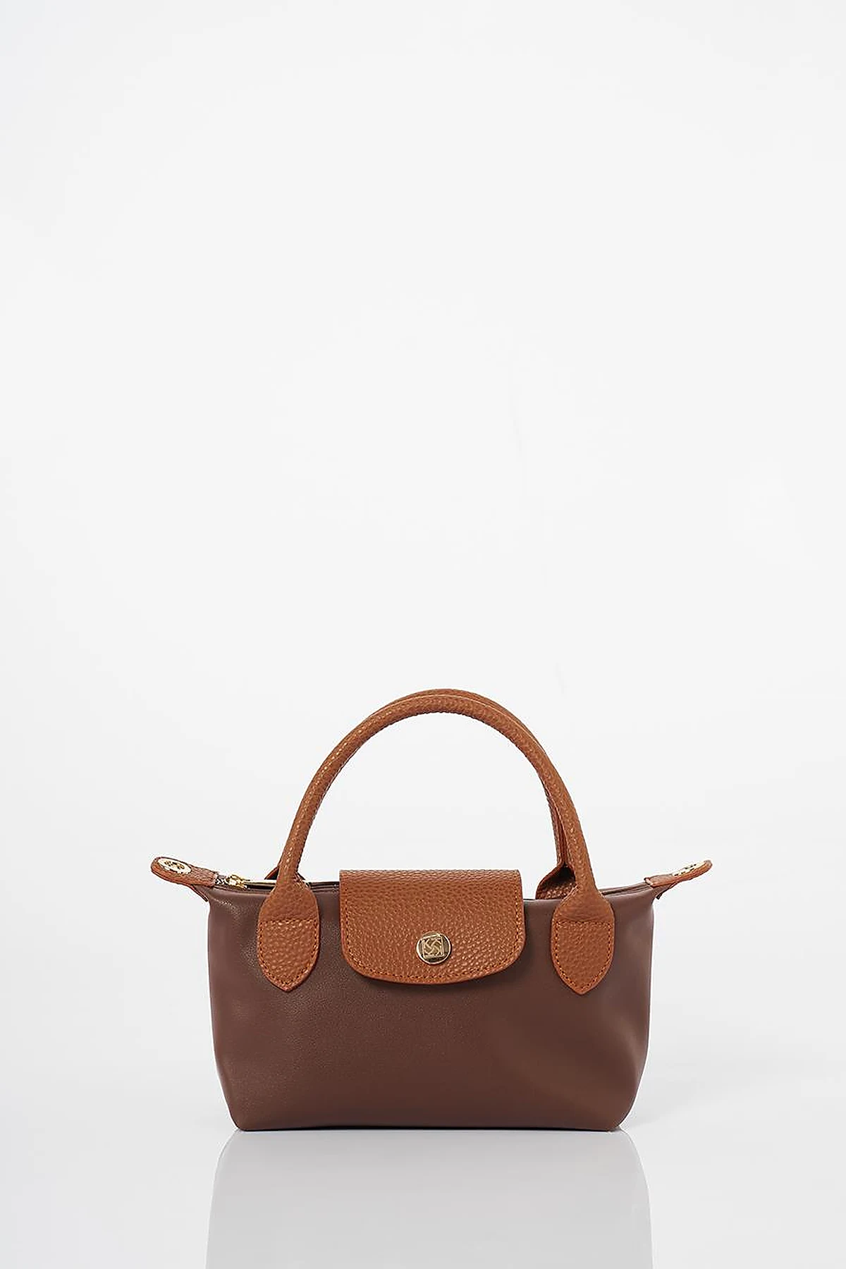 Faux Leather Mini Shopper Bag Bitter Coffee