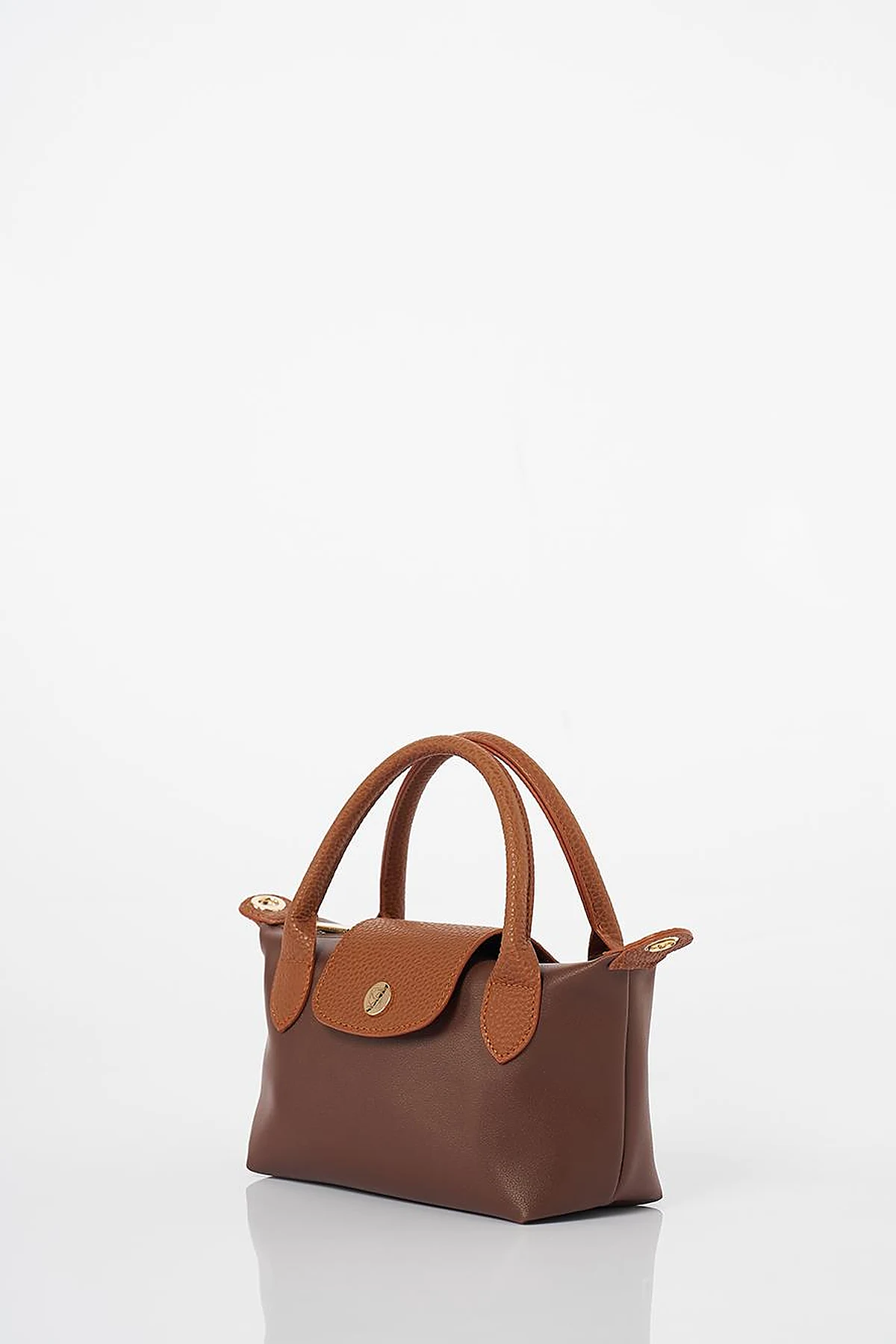 Faux Leather Mini Shopper Bag Bitter Coffee