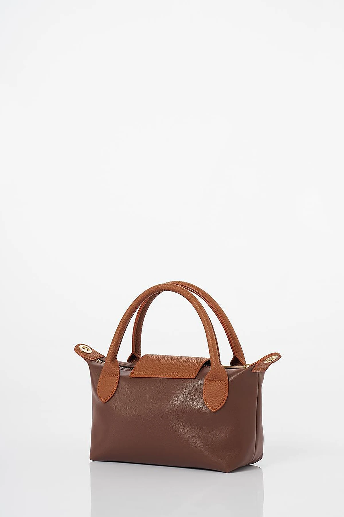 Faux Leather Mini Shopper Bag Bitter Coffee