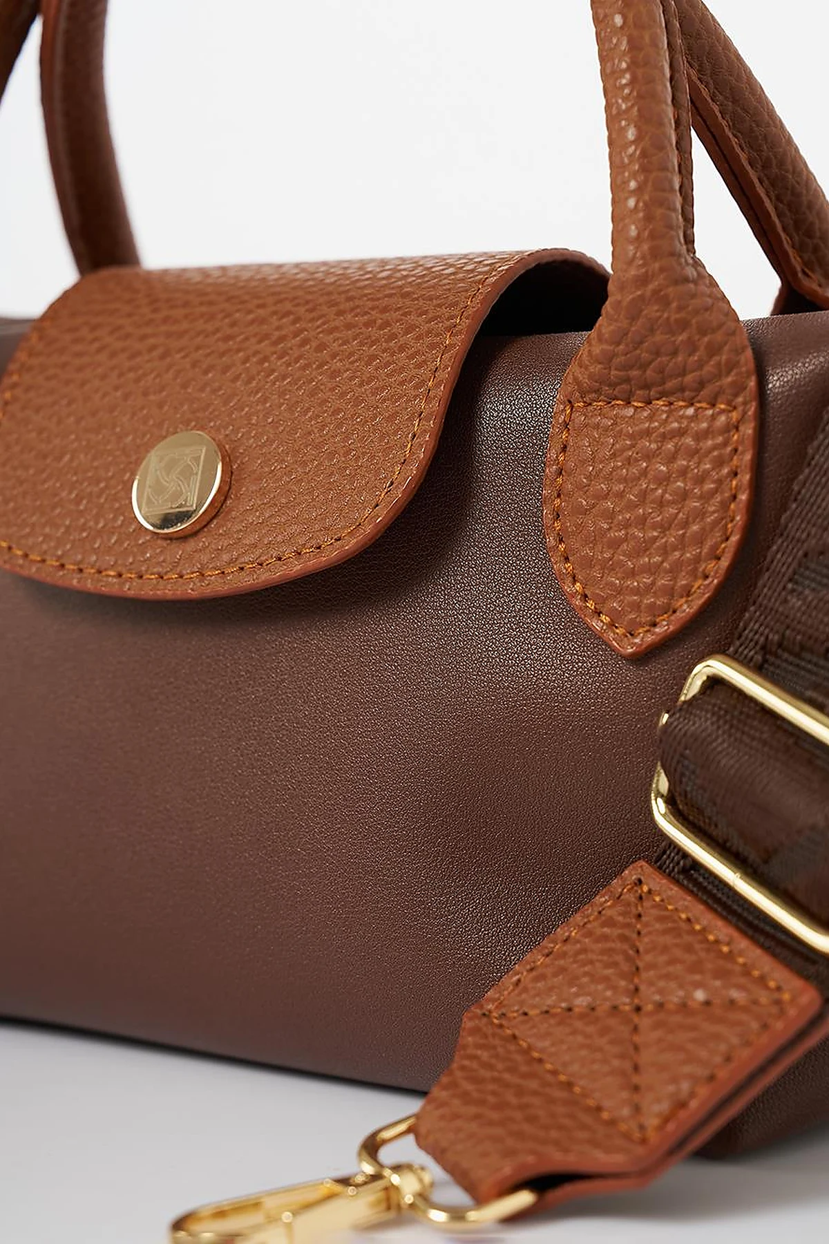 Faux Leather Mini Shopper Bag Bitter Coffee