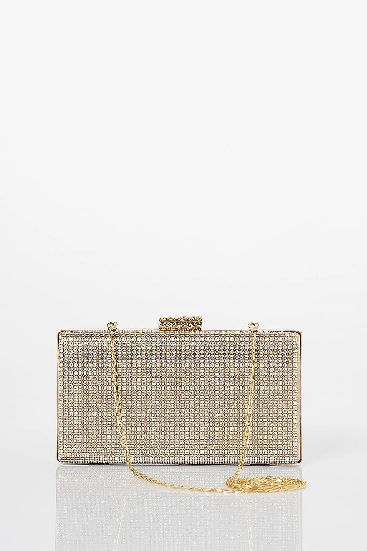  Chain-Strap Clutch Bag in Gold
