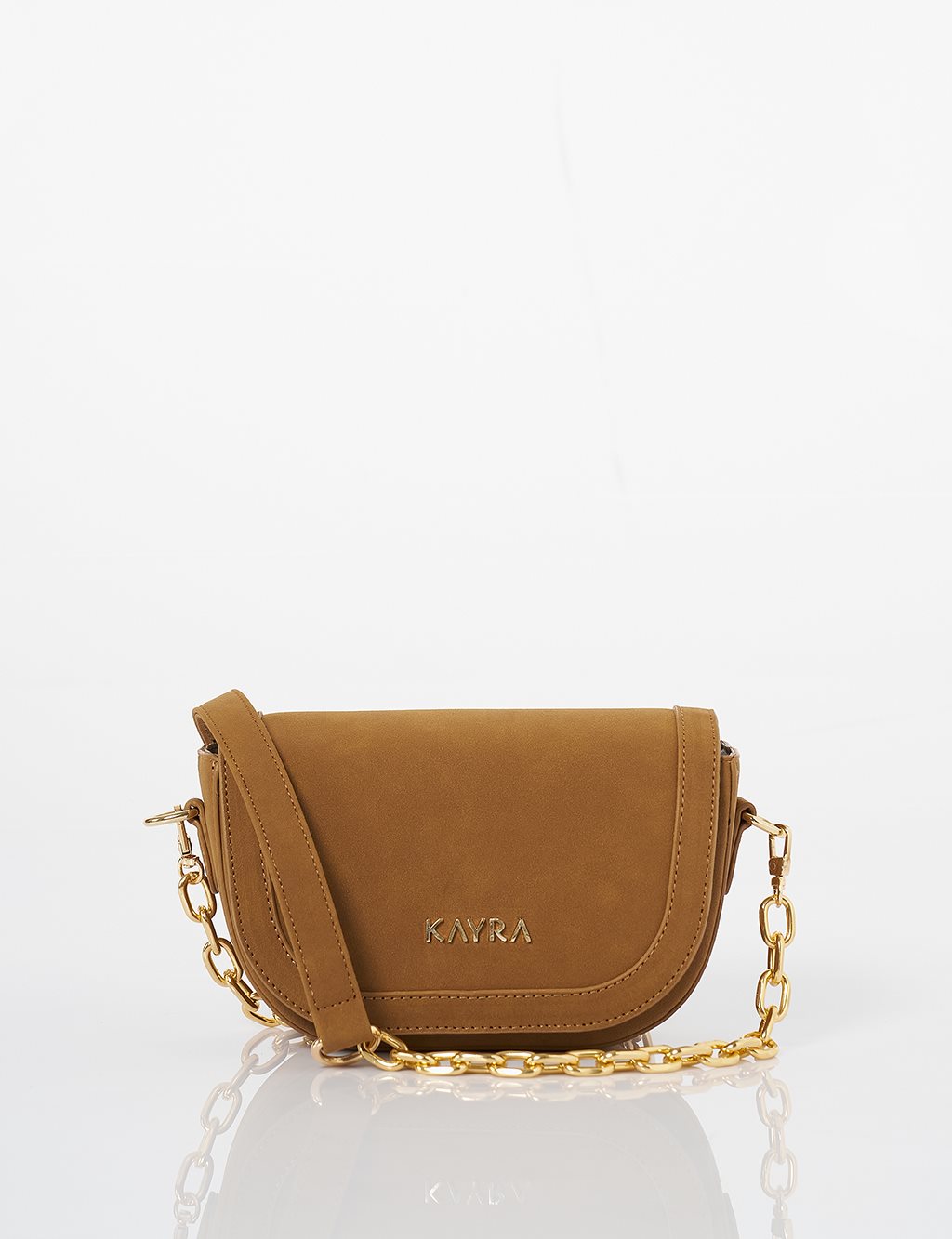 Flap Suede Bag - Tan