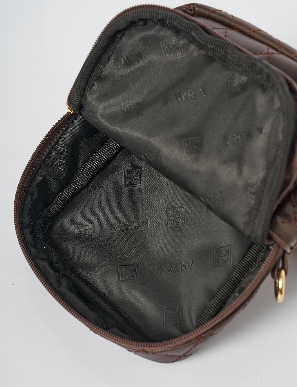 Quilted Wallet Bag in Bitter Brown