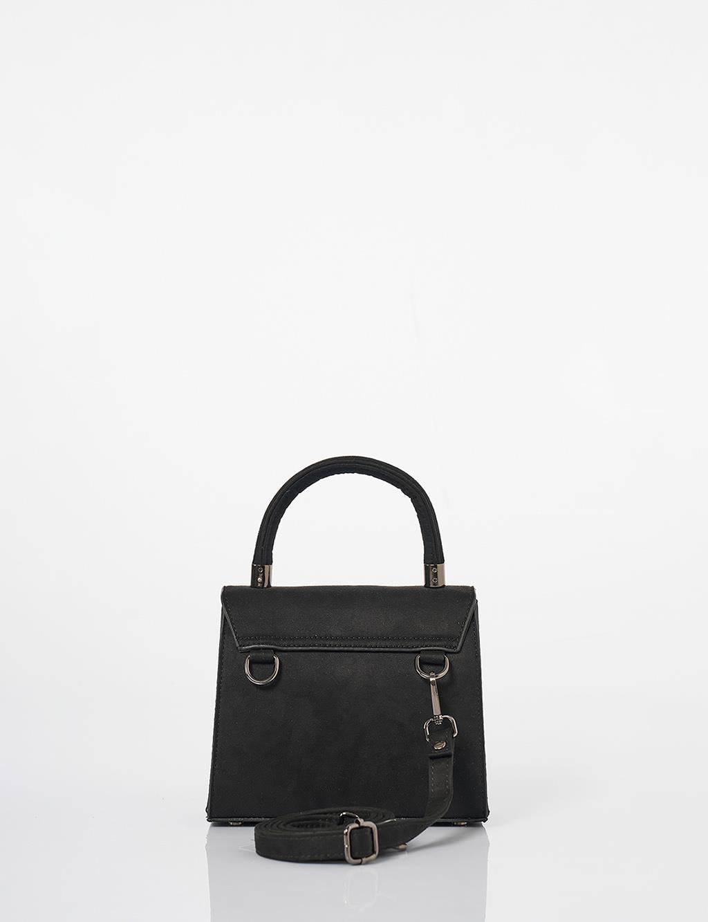  Flap Bag with Ring Metal Detail in Black