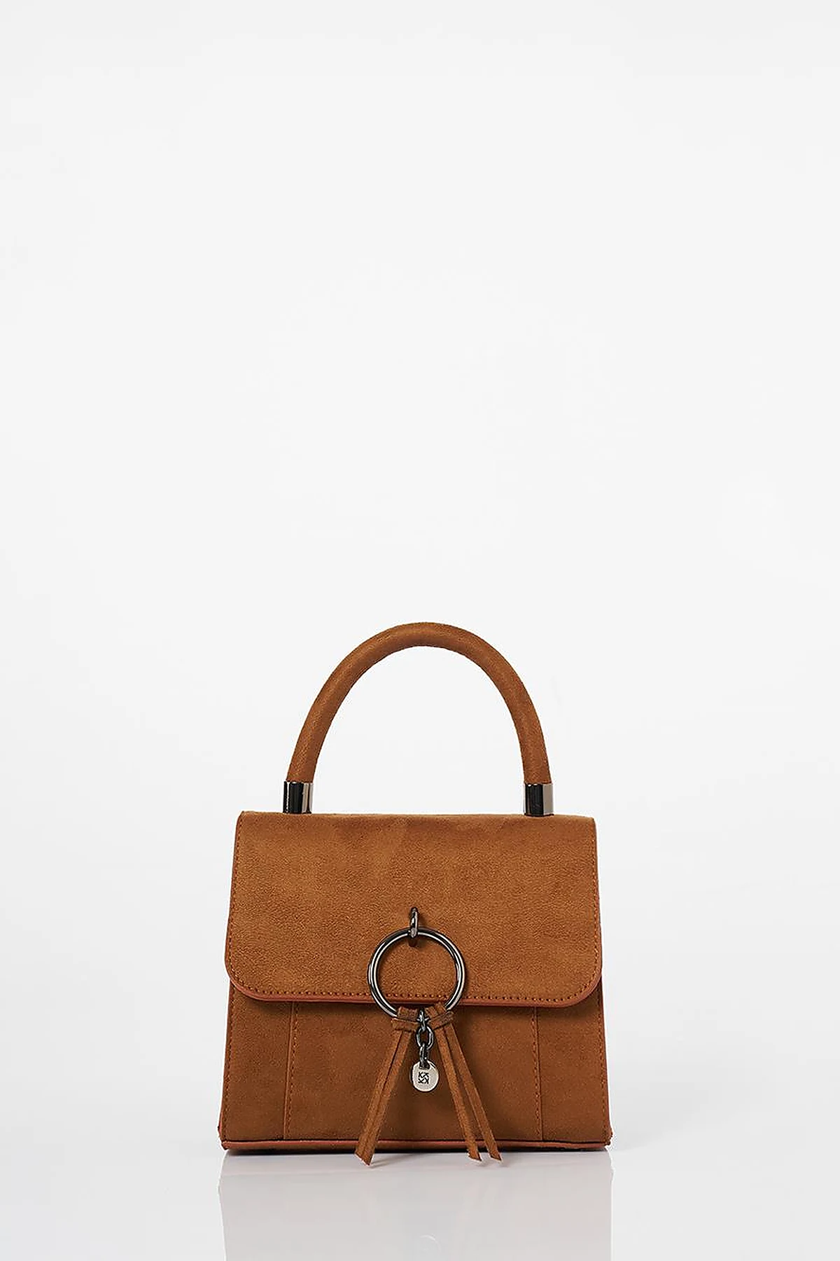  Flap Bag with Ring Metal Detail in Camel