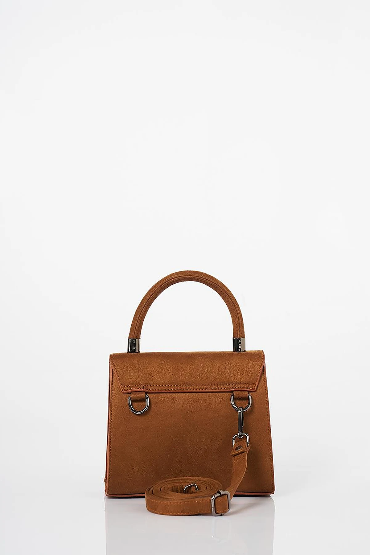  Flap Bag with Ring Metal Detail in Camel