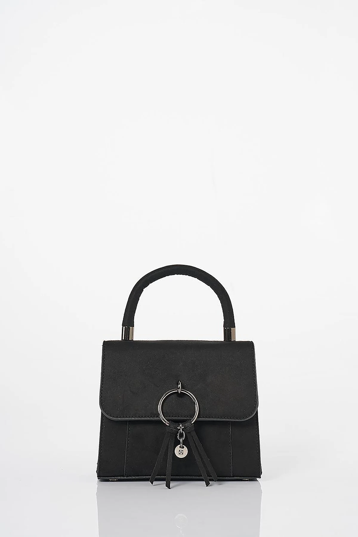  Flap Bag with Ring Metal Detail in Black