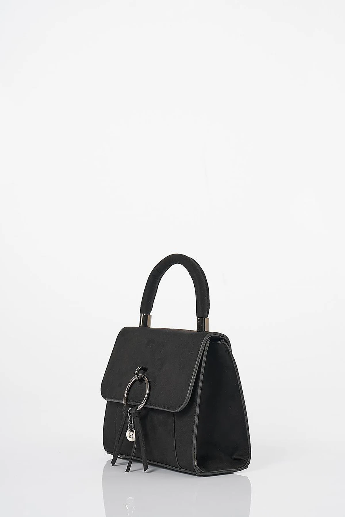  Flap Bag with Ring Metal Detail in Black