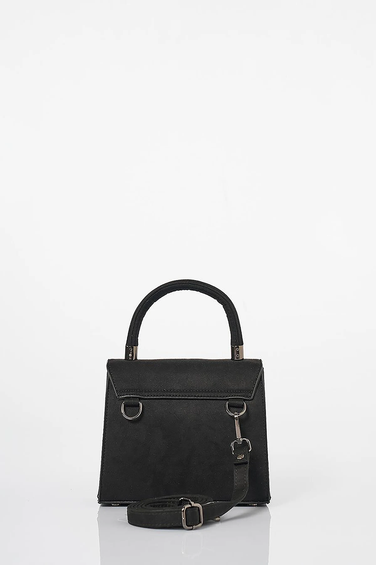  Flap Bag with Ring Metal Detail in Black