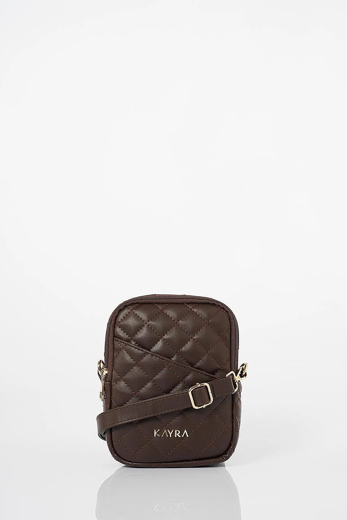 Quilted Wallet Bag in Bitter Brown
