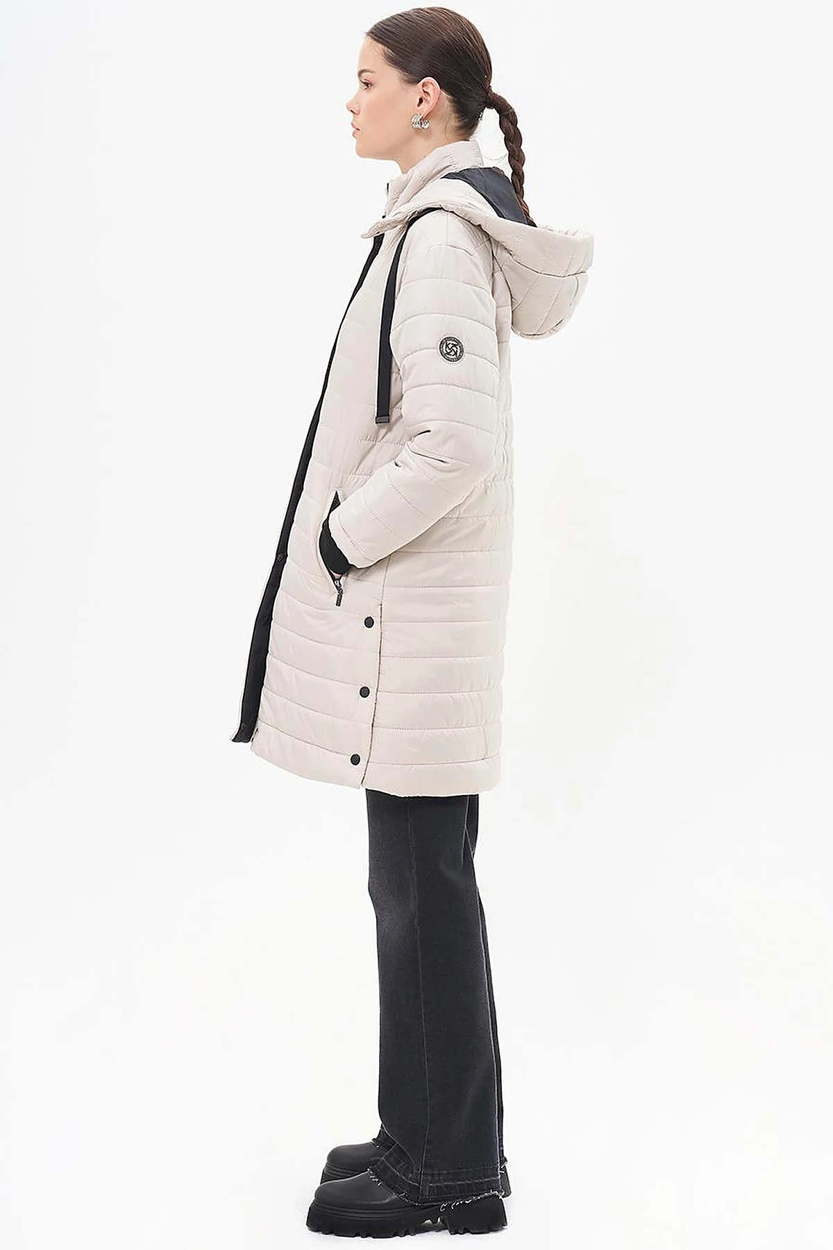High Collar Hooded Anorak Coat Stone