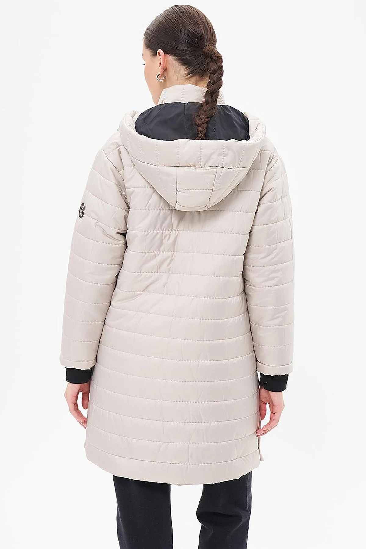 High Collar Hooded Anorak Coat Stone