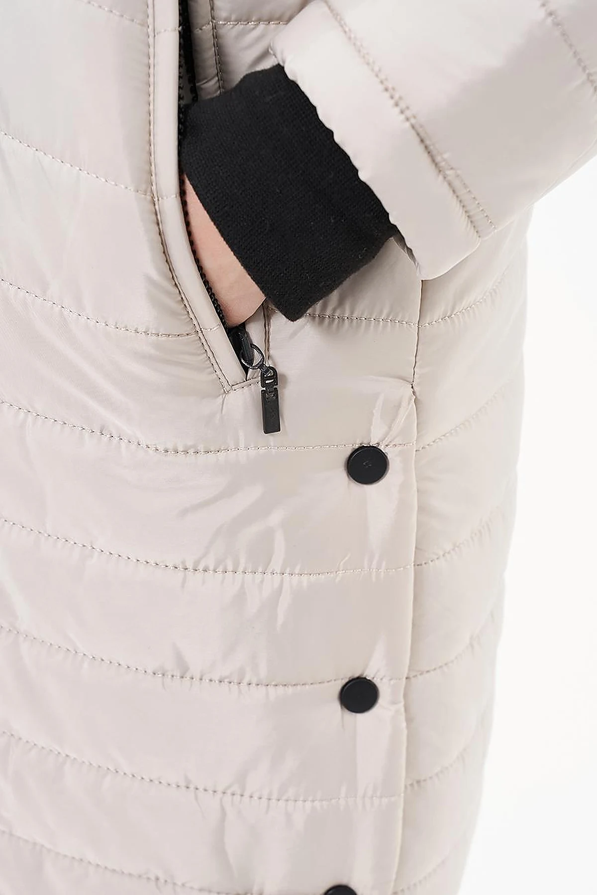 High Collar Hooded Anorak Coat Stone