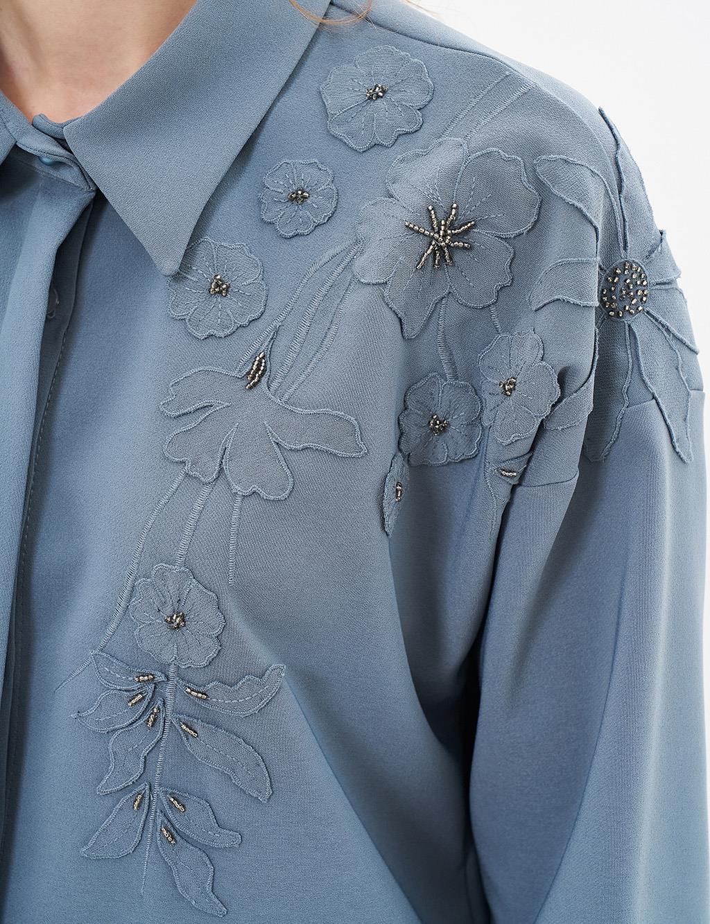 Embroidery Appliqued Shirt Collar Tunic Nephti