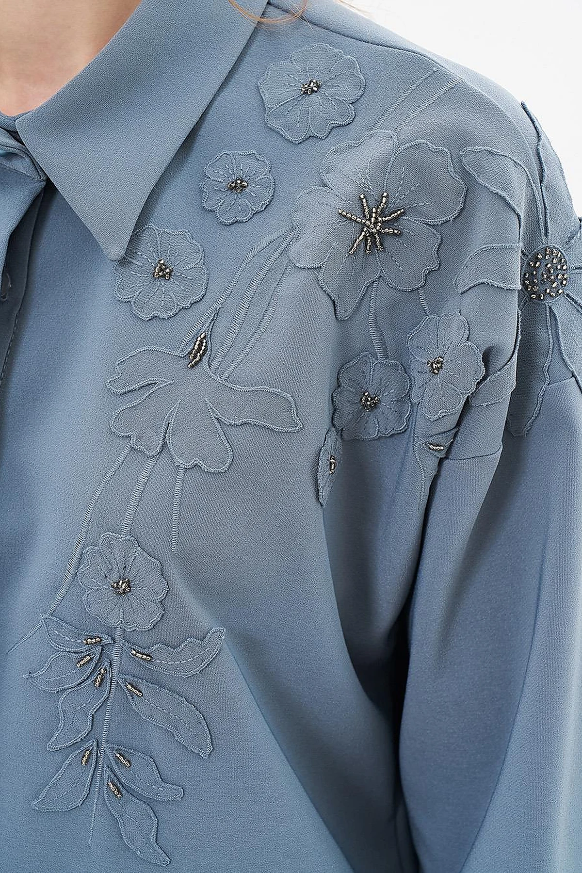 Embroidery Appliqued Shirt Collar Tunic Nephti