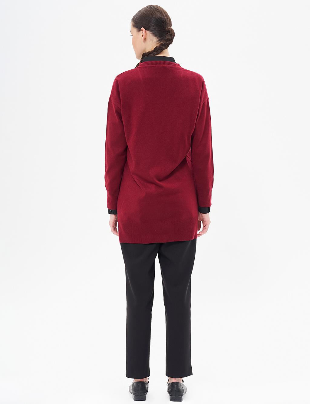 Basic Knitwear Cardigan Claret Red