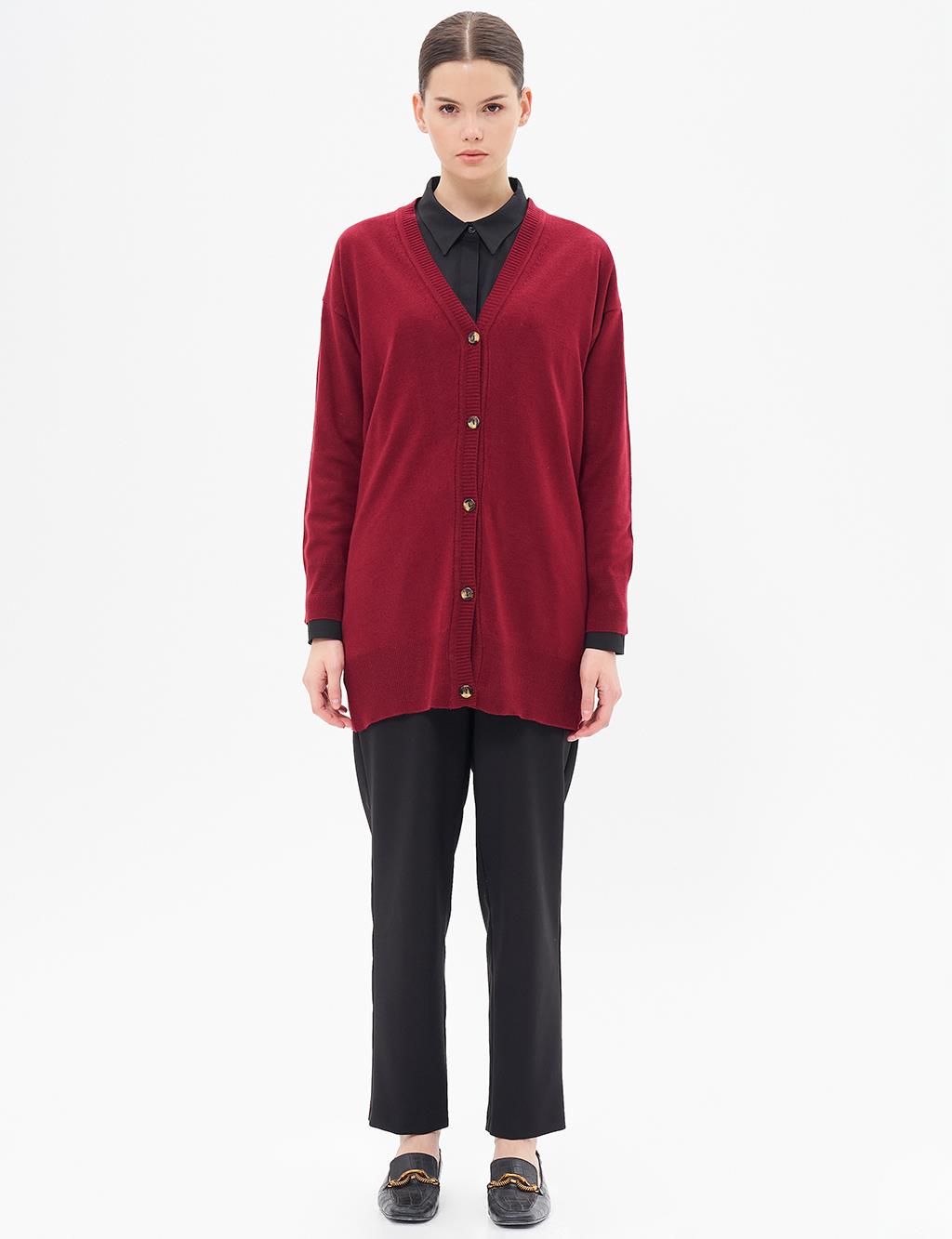 Basic Knitwear Cardigan Claret Red