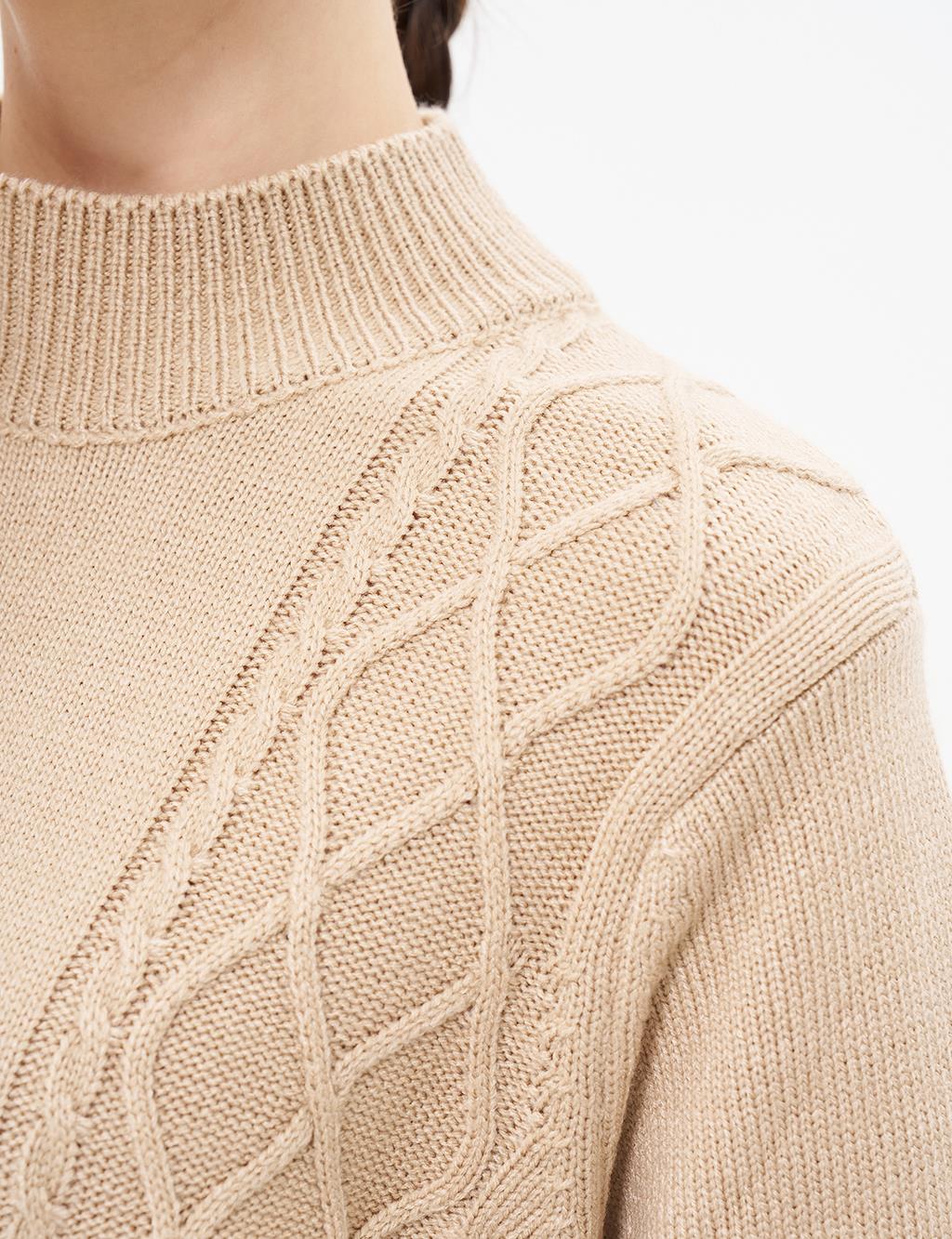 Patterned Knitwear Dress Stone