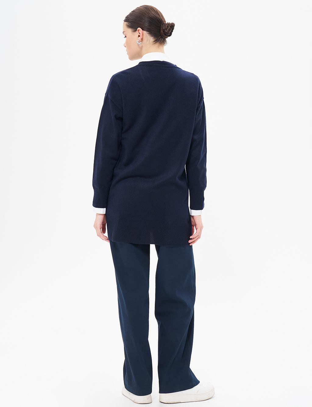 Basic Knitwear Cardigan Navy Blue