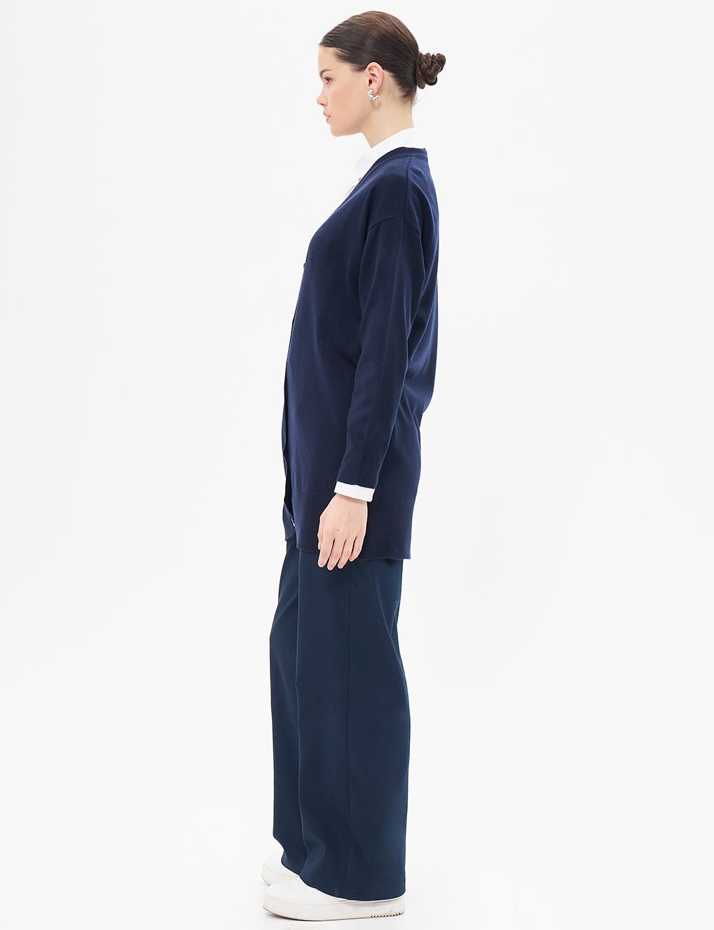 Basic Knitwear Cardigan Navy Blue
