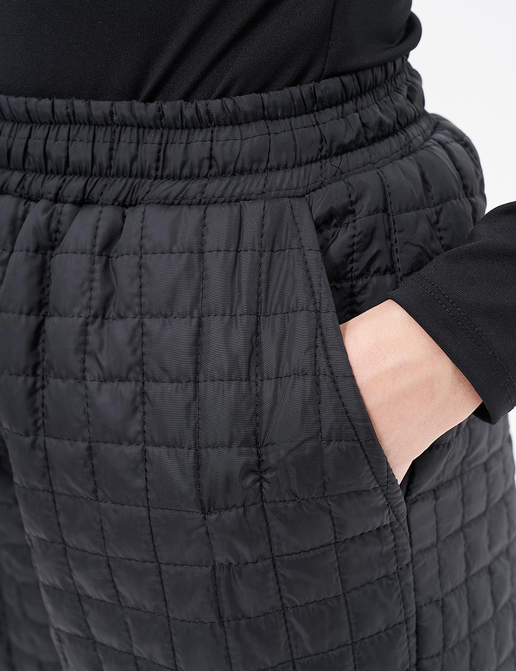 Kapitoneli Beli Lastikli Pantolon Siyah