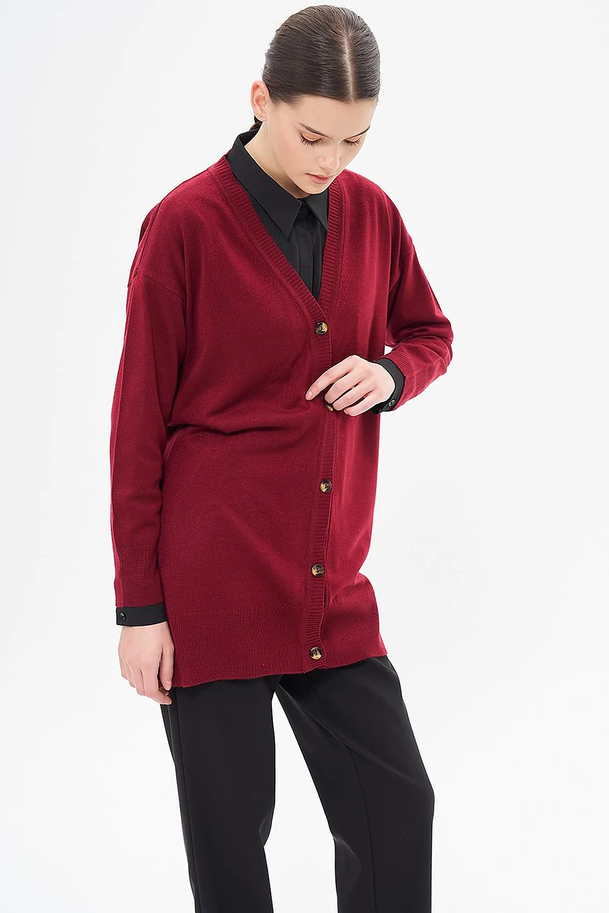 Basic Knitwear Cardigan Claret Red