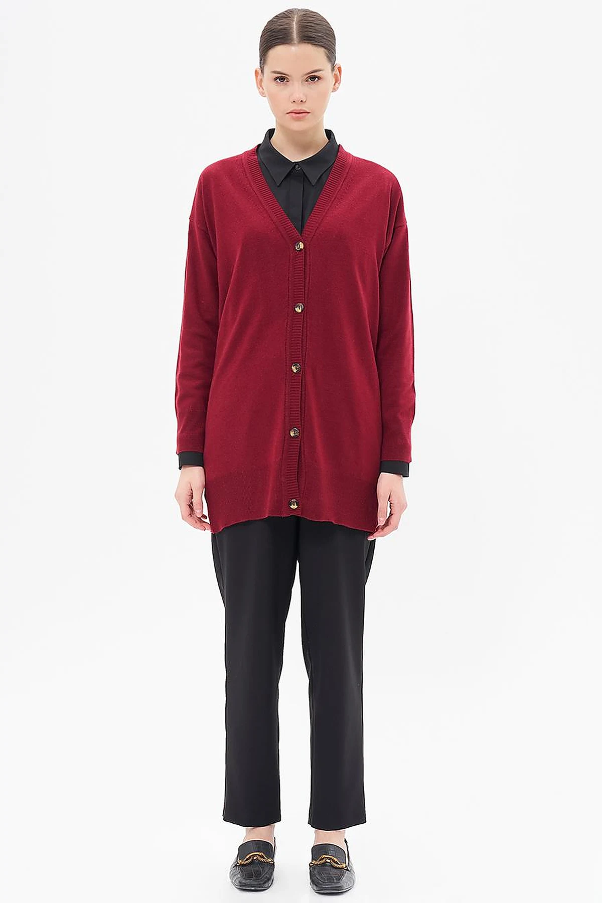 Basic Knitwear Cardigan Claret Red