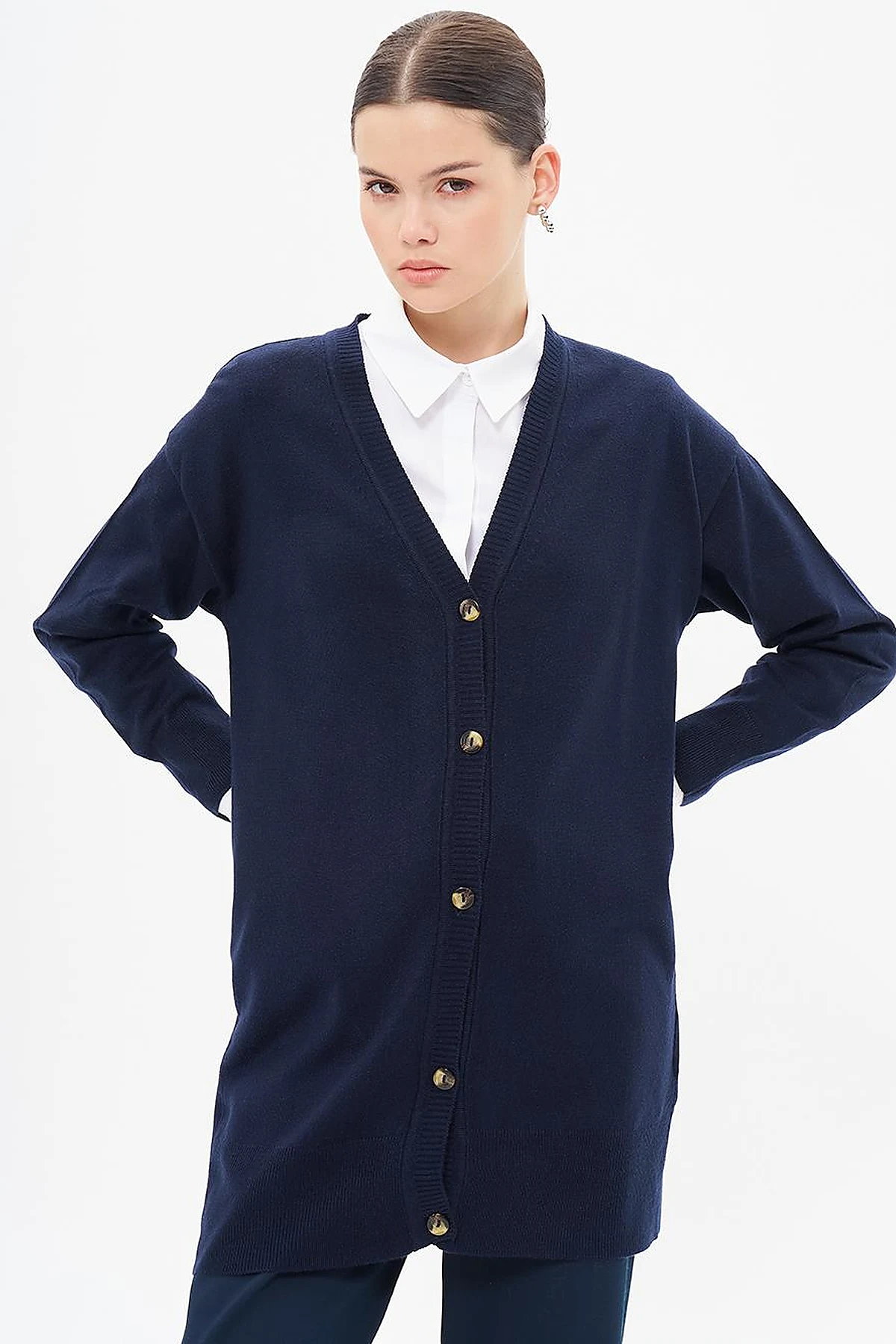 Basic Knitwear Cardigan Navy Blue
