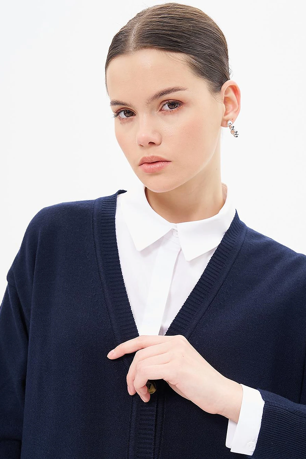 Basic Knitwear Cardigan Navy Blue