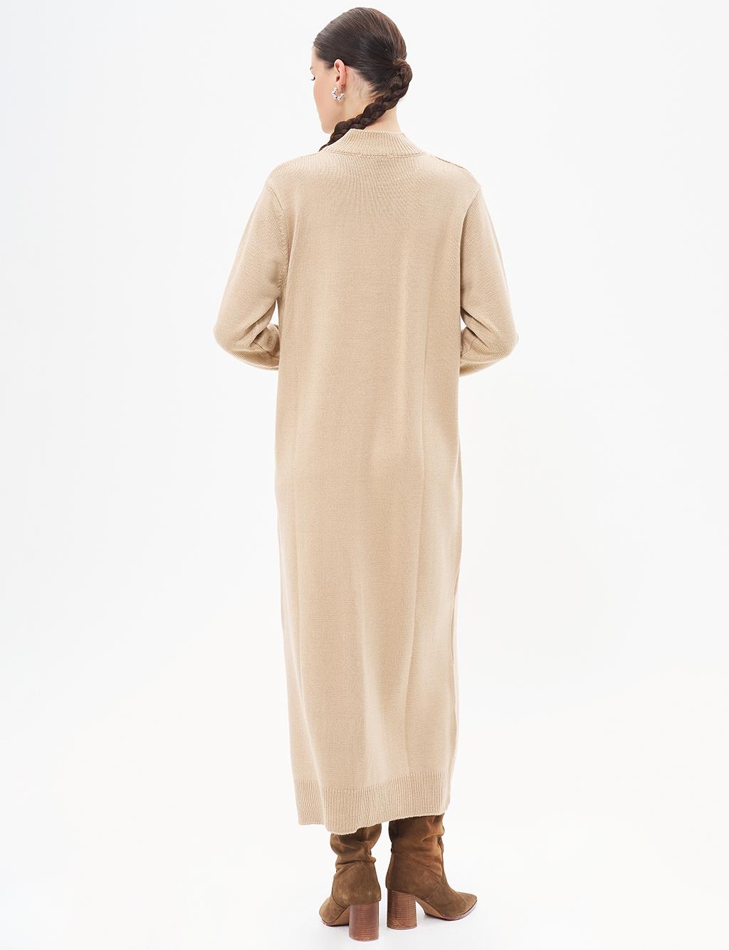 Patterned Knitwear Dress Stone