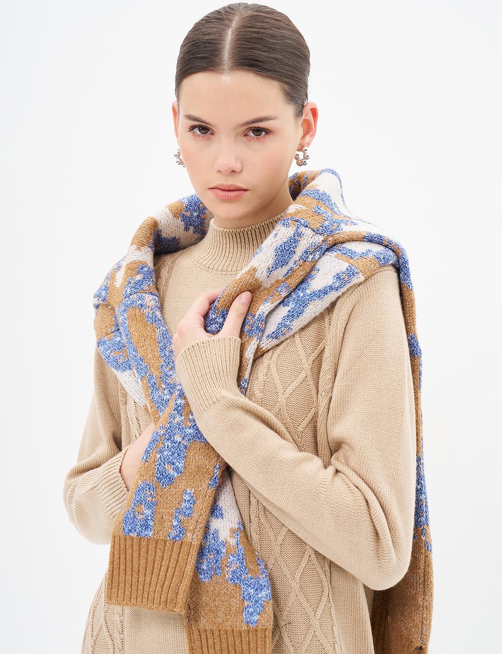 Patterned Knitwear Dress Stone