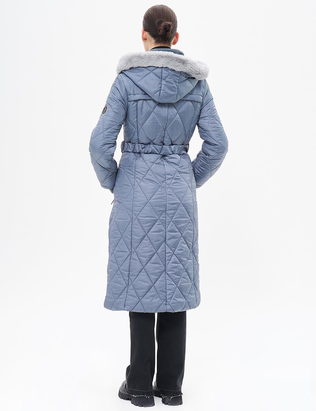 High Collar Zipper Detailed Quilted Anorak Coat Nefti