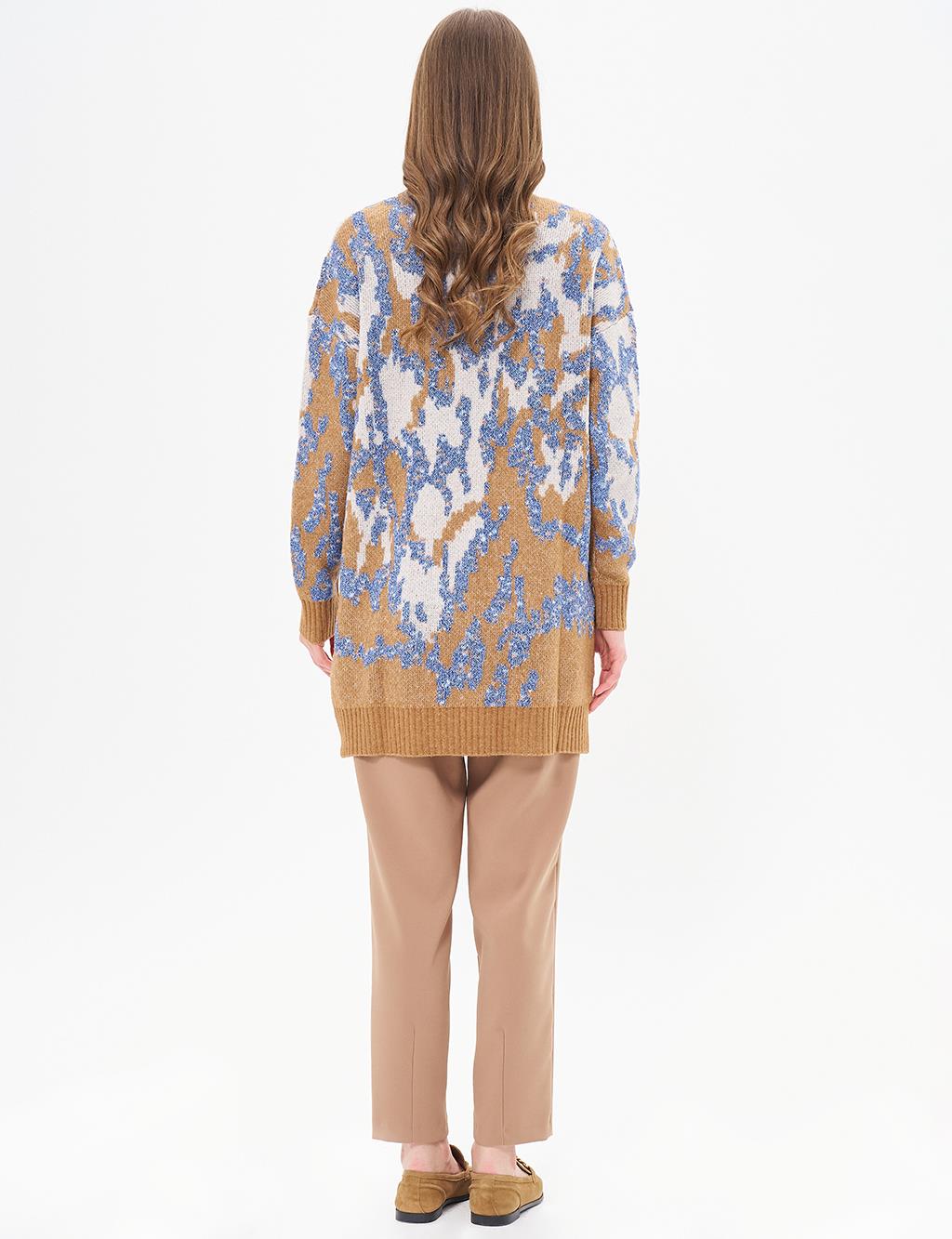 Abstract Patterned Knitwear Tunic Indigo 