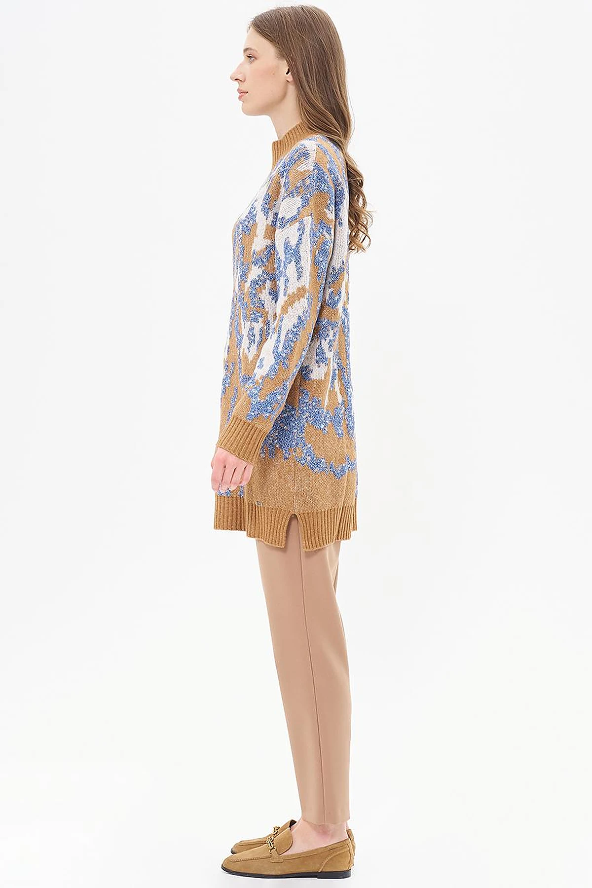 Abstract Patterned Knitwear Tunic Indigo 