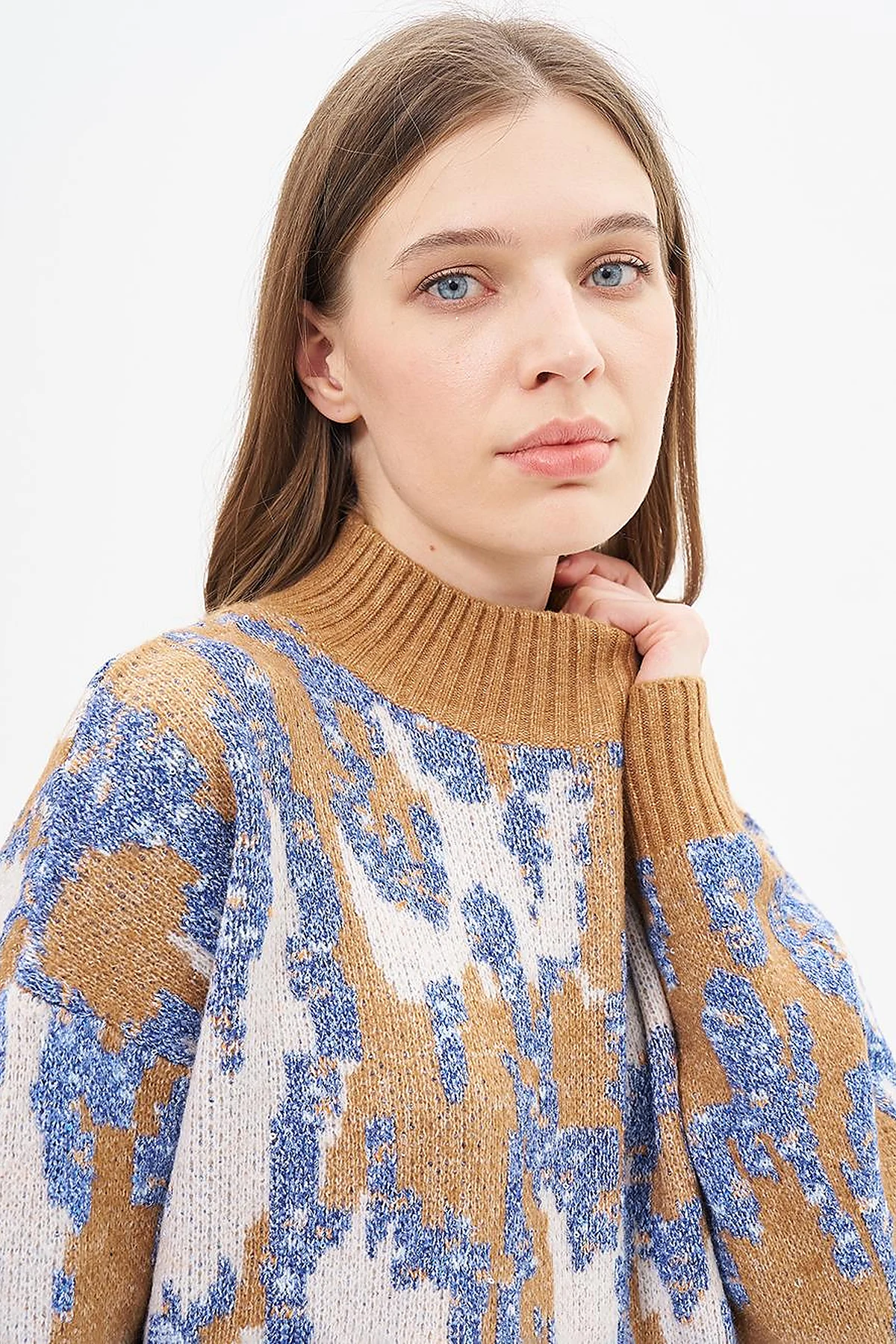 Abstract Patterned Knitwear Tunic Indigo 