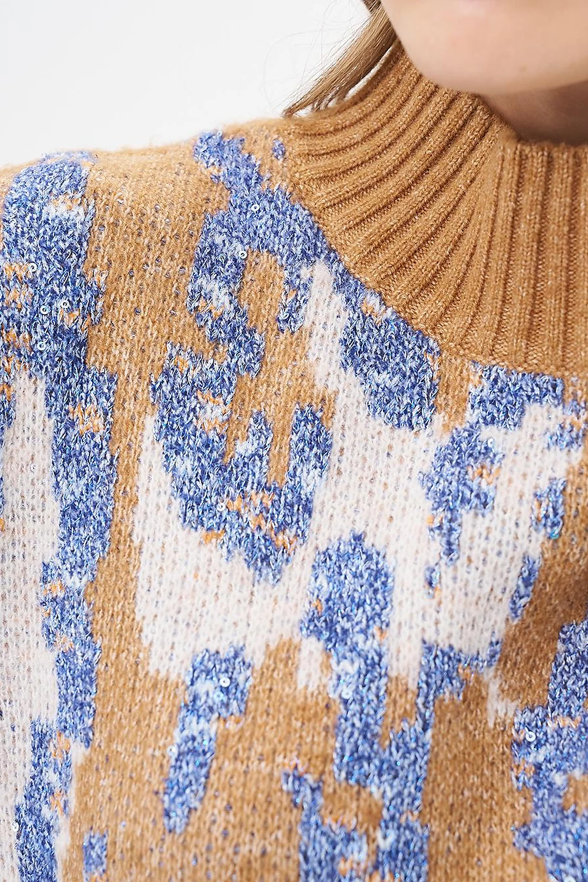 Abstract Patterned Knitwear Tunic Indigo 