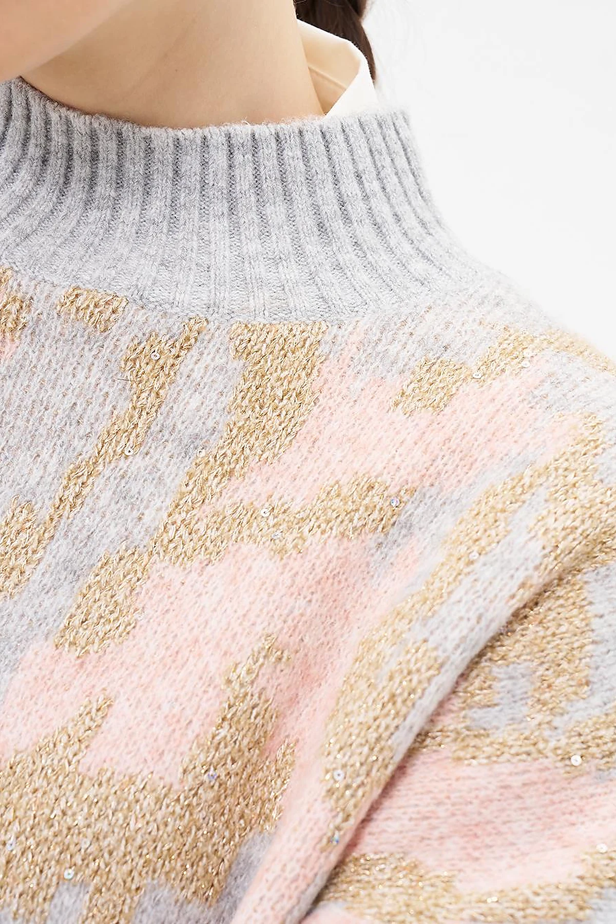 Abstract Patterned Knitwear Tunic Pink 