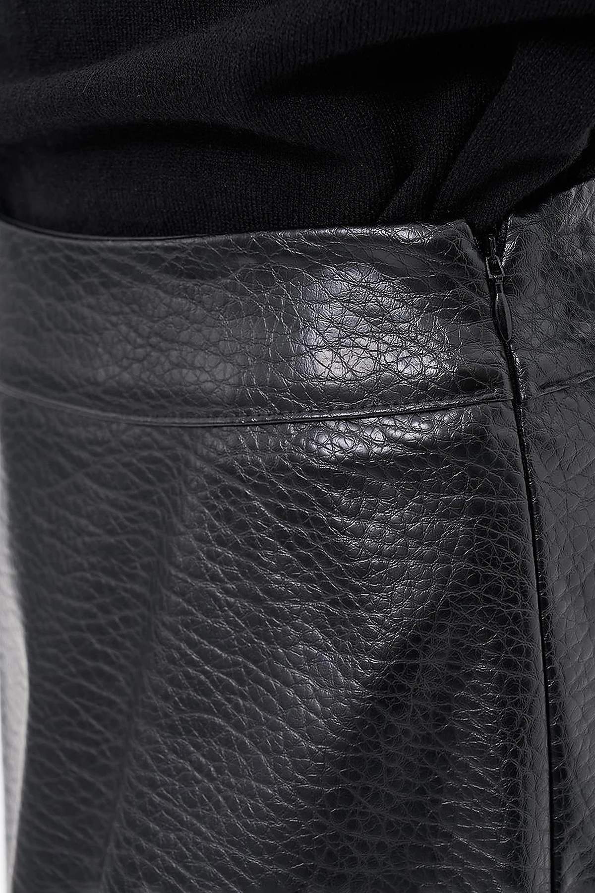 Faux Leather Flared Skirt Black